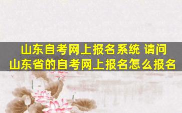 山东自考网上报名系统 请问山东省的自考网上报名怎么报名